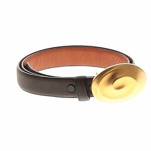 Women's Brown Leather Belt with Gold Spiral Buckle